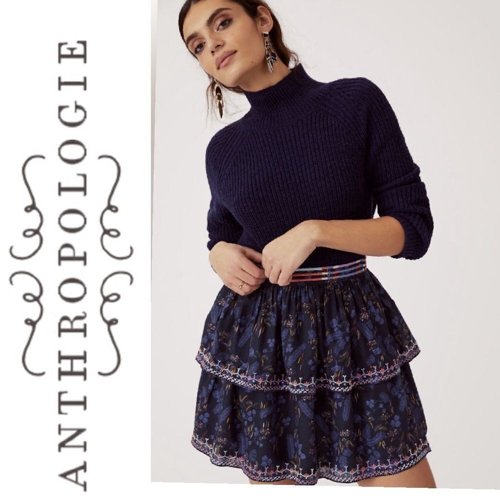 Anthropologie let me be boho tiered mini skirt size small s